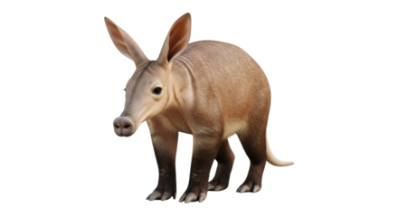 Isolated aardvark standing tall with long ears, a unique African mammal or ant bear