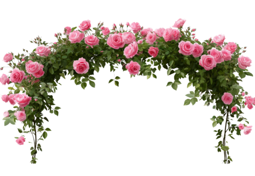 Pink Rose Arch Garland isolated on a transparent background