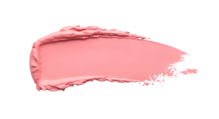 Soft pink blush stroke with brush marks, isolated on white background