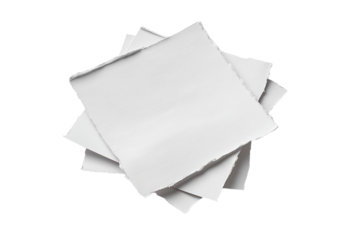 Stack of torn white paper sheets isolated on a transparent background 1