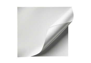 White Paper Sheet with Curved Corner isolated on a transparent background