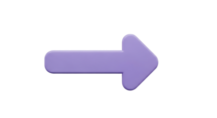 Isolated purple arrow pointing right for direction, navigation, indication and graphic design