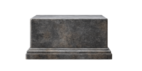 Stone podium for product display isolated on a transparent background