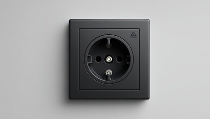 Close-up of a modern black electrical outlet