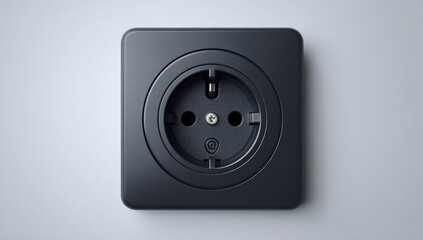 Dark gray square electrical outlet, close-up