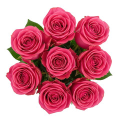 Obraz premium Beautiful pink roses arrangement fresh blooming flowers romantic gift idea bouquet isolated on transparent background