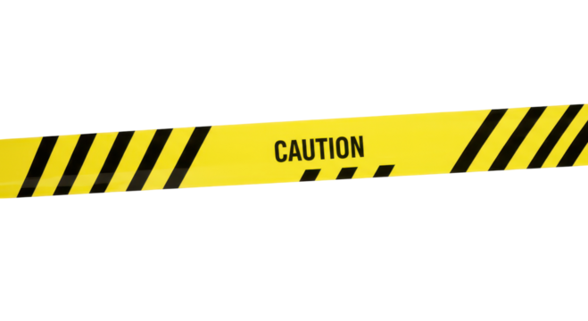 Caution Tape Warning: A vibrant yellow caution tape, emblazoned with the stark message CAUTION, stretches across, creating an immediate sense of foreboding and anticipation.