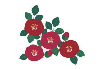 赤い椿の花のベクターイラスト