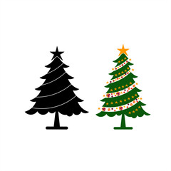 Christmas Tree with Star and Ornaments Vector
