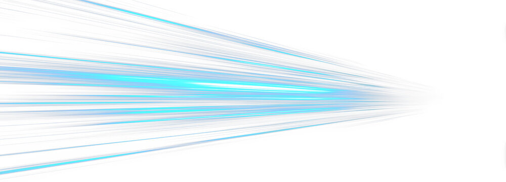 Light motion effect for banners. Blue lines. Speed ​​effect on blue background. Light, speed and motion lines on white background	.PNG