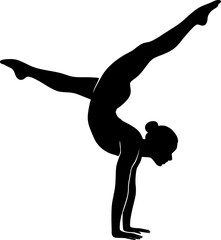 Fototapeta premium Acrobat Handstand Press Silhouette, Minimal Black and White Vector for Gymnastics Posters