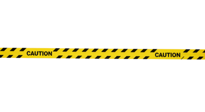 Caution Tape: A stark band of yellow caution tape, boldly emblazoned with Caution serves as a visual warning, creating an atmosphere of carefulness, alerting to potential hazards or restricted areas.