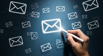 Email Marketing Concept Hand Drawing Mail Icons for Digital Communication Strategy