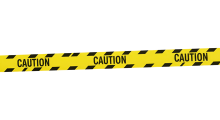 Caution Tape: A striking yellow and black caution tape, a symbol of warning and safety, stretches across the frame, creating a sense of anticipation.