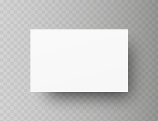 Plastic or paper white business card isolated on transparent background. Vector blank sticker, sheet, label, banner with rounded corners template, vector 10 eps.