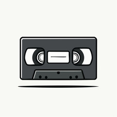 Fototapeta premium Minimalist Black and White VHS Tape Vector Icon
