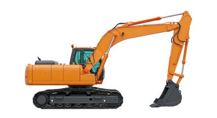 Isolated Construction equipment excavator digging machinery industrial vehicle earthwork © Sindre