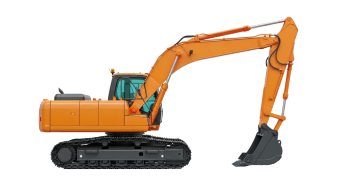 Isolated Construction equipment excavator digging machinery industrial vehicle earthwork