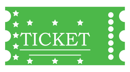 Entry ticket Icon in green color. Vector illustration.