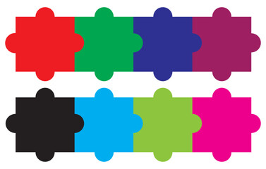 Eight Part Puzzle Graphic. Vector illustration.