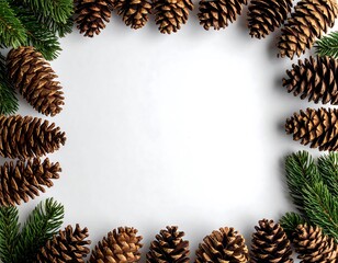 Christmas Pine Cone Frame Background.