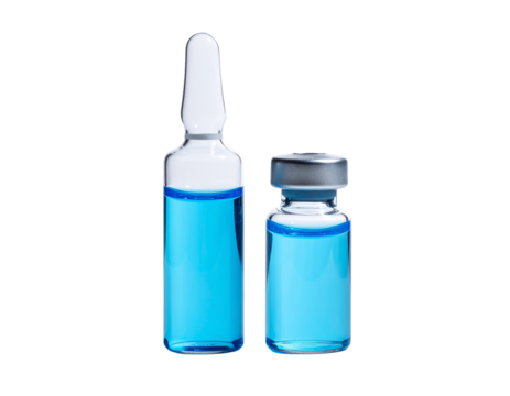  Healthcare Injection Vial Bundle with Blue Solution, isolated on transparent background