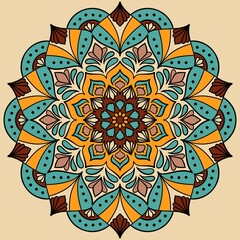Bohemian Style Mandala Ornament for Textile, Wall Art, and Digital Design