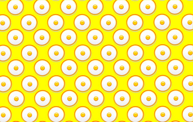Fried egg pattern. Seamless pattern of fried eggs background. Vector illustration of fried egg. Hand drawn of fried egg background. Healthy food vector.