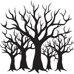 Obraz premium Silhouette of bare trees in a winter landscape