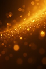 Festive glowing background with golden particles and bokeh lights forming a diagonal shimmer. Perfect for celebration, luxury branding, artistic visuals, and elegant design overlays.
