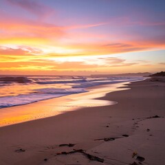Obraz premium Stunning coastal sunset over a beach