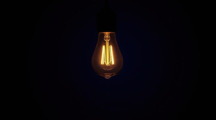 Warm Light Bulb Dark Background.