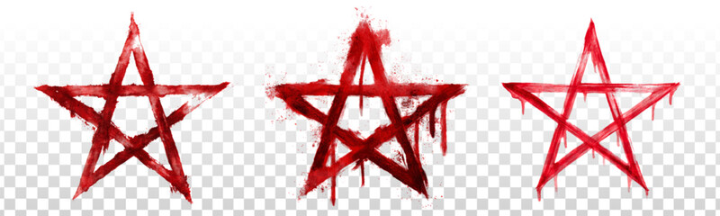 Vector set of pentagrams isolated on transparent background. Concept of Happy Halloween.