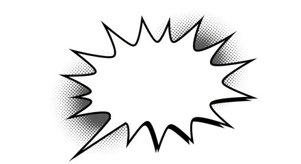 Isolated comic book speech bubble, halftone dotted design, empty burst for text, vector graphic © Sindre