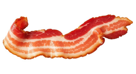 Isolated slice of crispy streaky fried bacon ready for a breakfast or meal preparation
