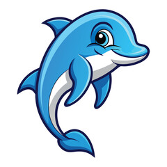 cute cartoon dolphin jumping out of water vector illustration