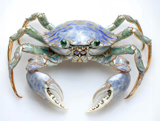 Jewellery Crab on White Background. Generative AI