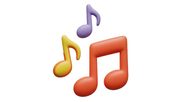 Isolated Music Notes, Colorful Symbols, Artistic Design, Musical Expression and Artistic Creativity