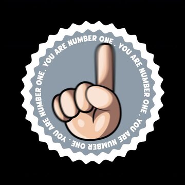 Animated Hand Badge with "You Are Number One" Text. Loop Animation.