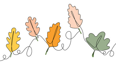 Autumn Leaves One Line Drawing