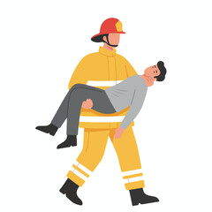 Firefighter carrying a person to safety during an emergency
