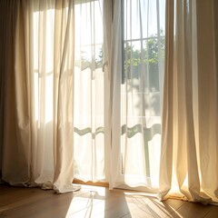 Sunlight streaming through sheer curtains (1)