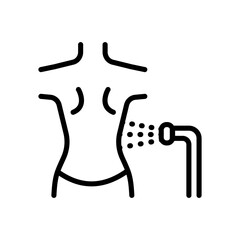 Back hydro massage outline icon. Body care, personal hygiene. Spa bathtub. Spa exercise. Hydro massage simple symbol isolated on white background.