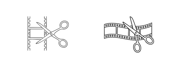 Film Strip Cutting vector thin line icon minimal, minimal icon, line , line icon , thin , thin icon , thin line icon , vector , vector line , outline , outline icon , set , set icon , 