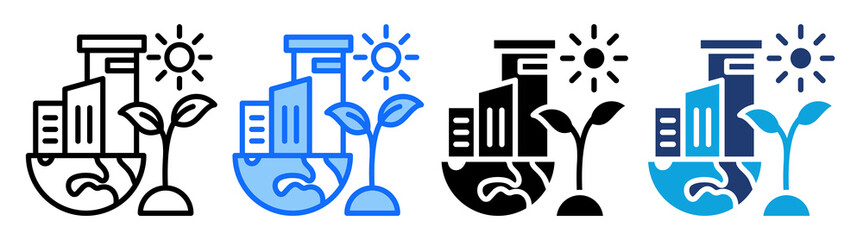 Ecosystem Building icon Multi Style Vector Illustration