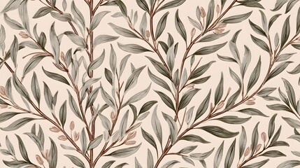 Fototapeta premium Botanical leaf pattern with delicate branches and fine lines creating natural elegance, symmetry, texture, and timeless beauty