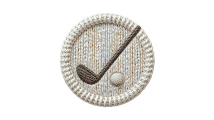 Knitted Embroidery Golf Logo – Circular Emblem, Transparent Background