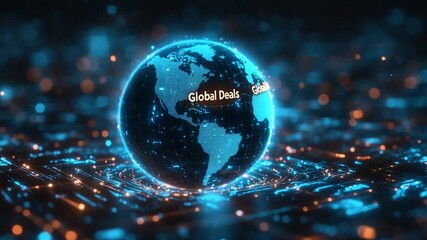 Global Deals Concept with Digital Earth and Data Network. - Powered by Adobe