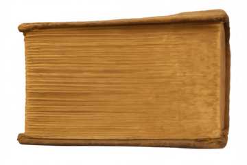 Old book side view showing aged pages, vintage knowledge and literature concept, transparent background