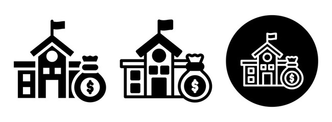 School Budget Icon Collection Glyph & Mixed Style